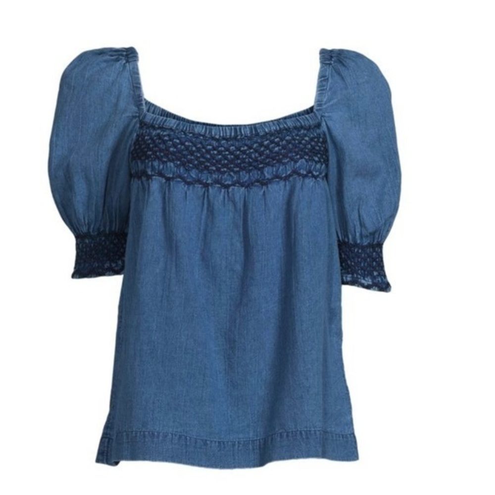 Faherty Presley Chambray Top, Dark Indigo Wash, size S NWT